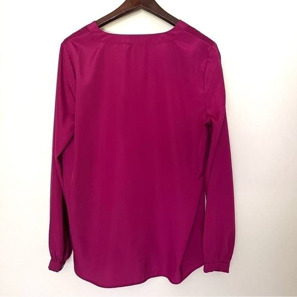 WILLI SMITH Women's V-Neck Fuchsia Long Sleeve Career Blouse Medium Relaxed Fit - Picture 7 of 12